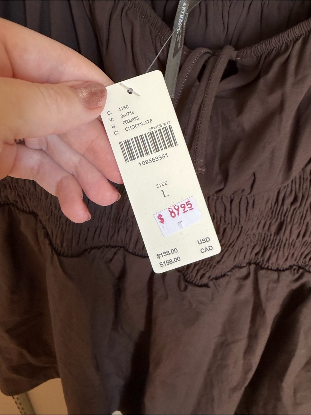 Anthropologie - Cotton Smocked Mini Dress in Brown - Picture 5 of 5
